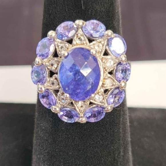 tanzanite Jewelry - Kutamani tanzanite purple blue 4 Carat Ring set in Sterling Silver size 7